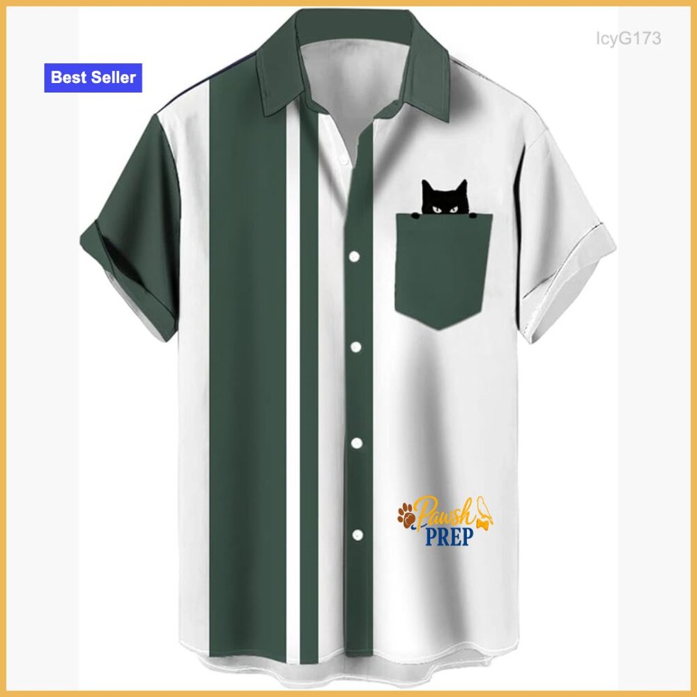 Men's Retro Bowling Shirt Short Sleeve Button Down Casual Hawaiian Print